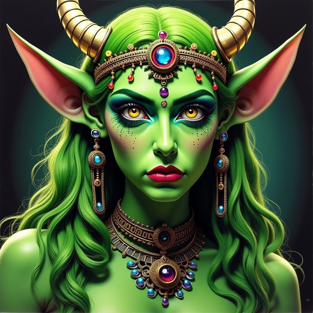 Punk Goblin at the Mall: Fantasy Alcohol Ink Art