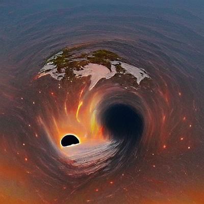 Dramatic Black Hole Illustration of Spacetime Singularity