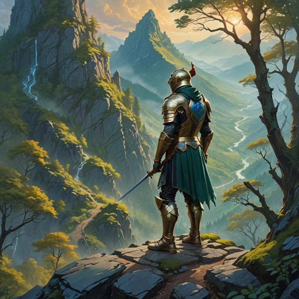 Warrior on Precipice: Fantasy Concept Art