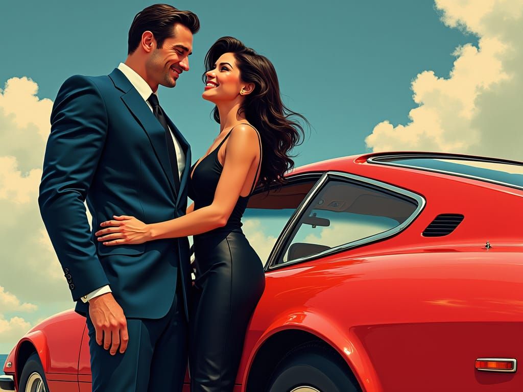 Elegant Man Opens Ferrari Door: Alfonso Font Style