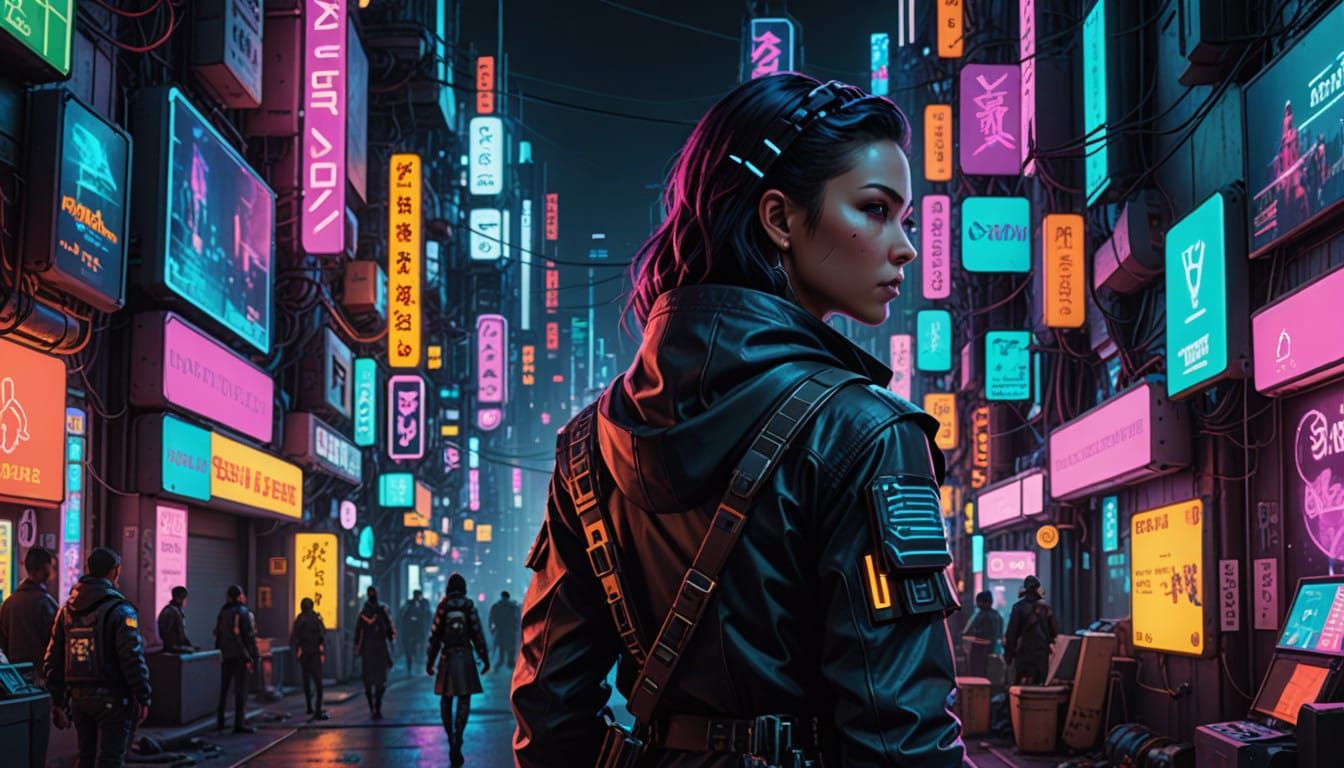 Surreal Cyberpunk Cityscape at Night