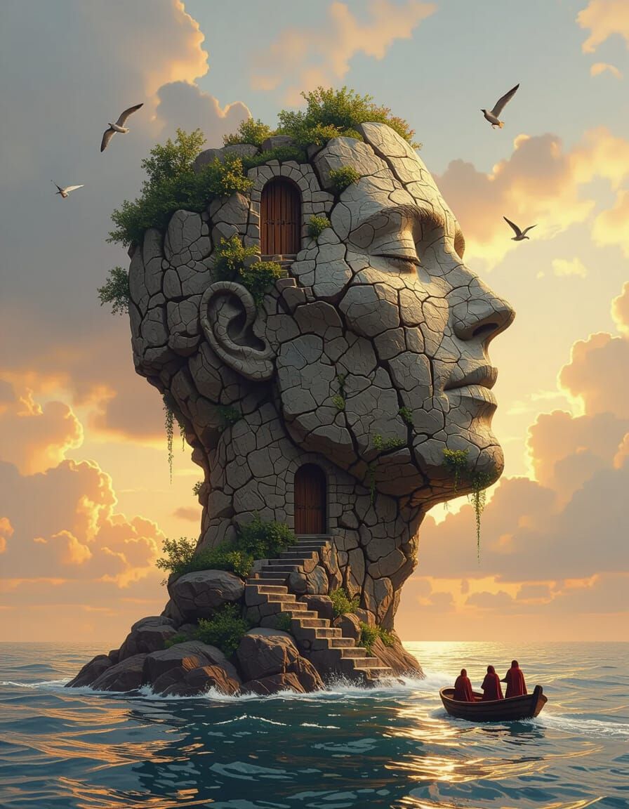 Island Face Monastery in Dystopian Style