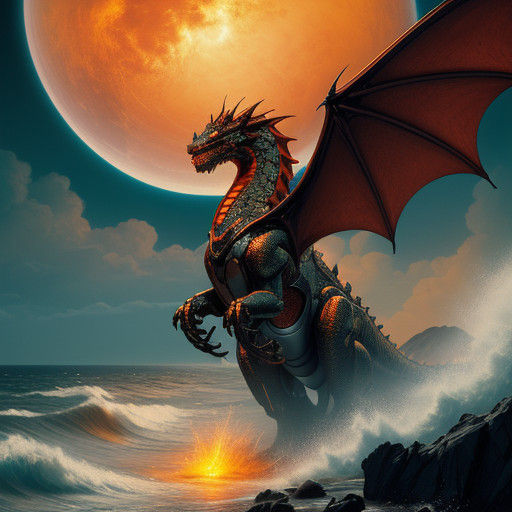 Surreal Sci-Fi Masterpiece Captures Robot and Dragon Amidst...