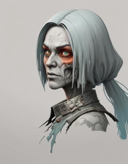 Zombie Close-Up: Hyperdetailed Pixel Art in Vibrant Colors