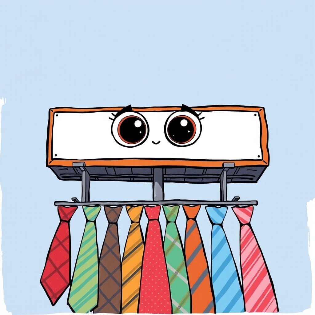 Colorful Neckties in a Playful Cartoon Scene