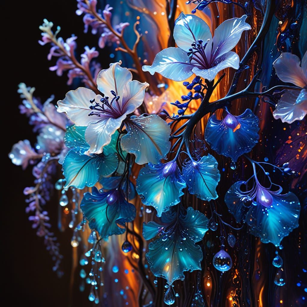 Ethereal Glass Sculpture in Iridescent Hues