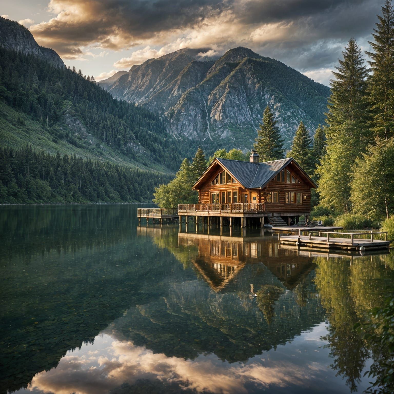 Serene Lakefront Retreat with Majestic Mountains