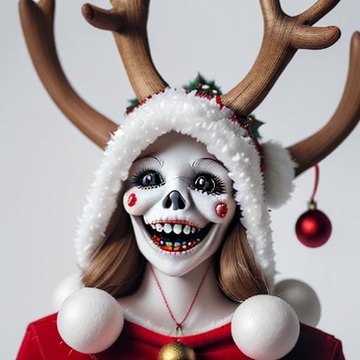 Festive Reindeer Skeleton Embroidery Art