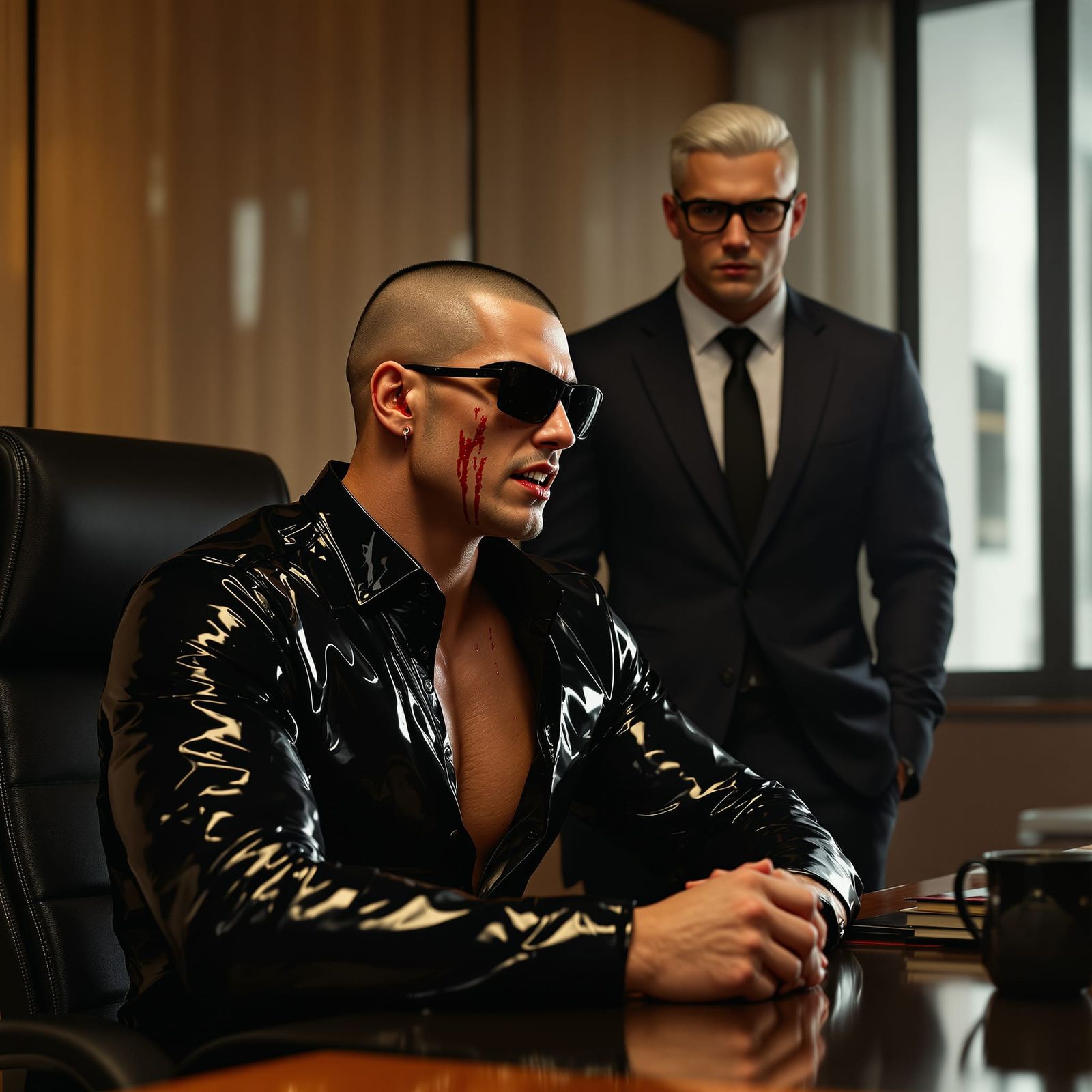 Vampire Athlete Leads Board Meeting in Hyperrealistic Style