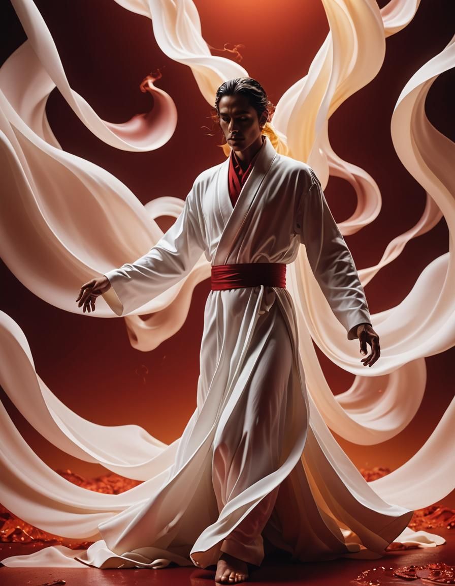 Eerie Human Form in Flowing White Attire