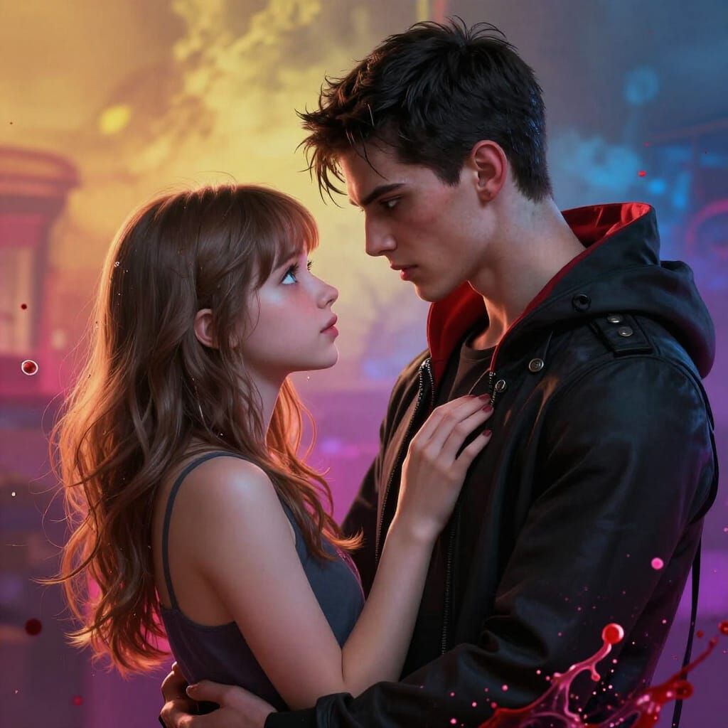 Vampire Boy and Girl Gazing Intently