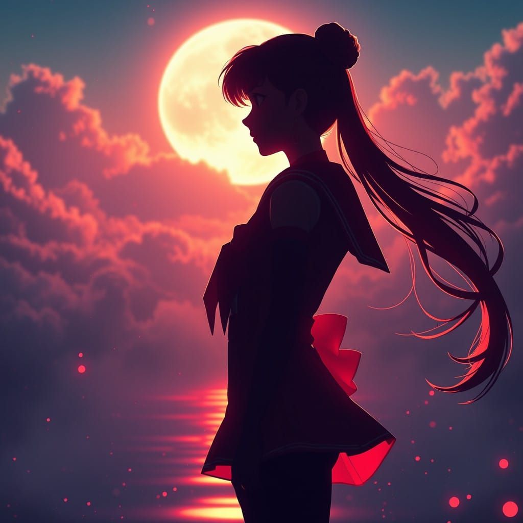 Sailor Moon in Vibrant Fantasy Landscape