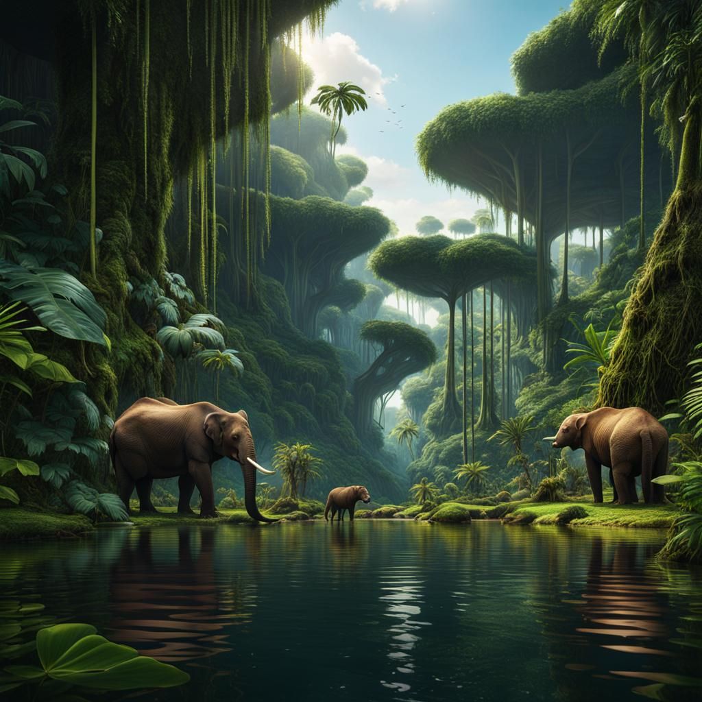 Lush Amazon Rainforest Animals in Hyperrealism