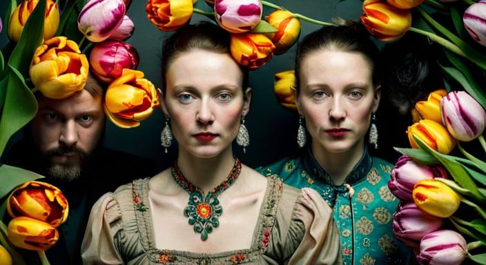 Tulip Portrait in 17th Century Dutch Style