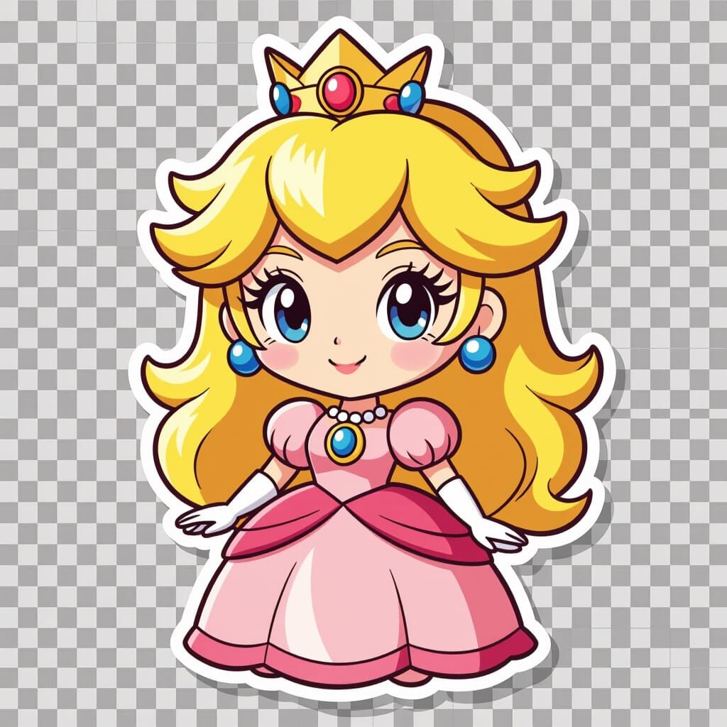 Cute Chibi Princess Peach Sticker Art