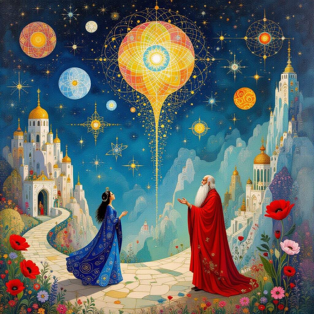 Psychedelic Utopia with Sacred Geometry, Maximalist Art