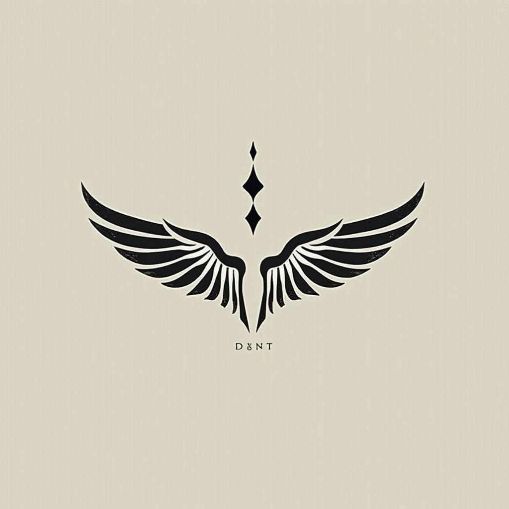 Minimal Black and White Tattoo Design with Two Small Wings
