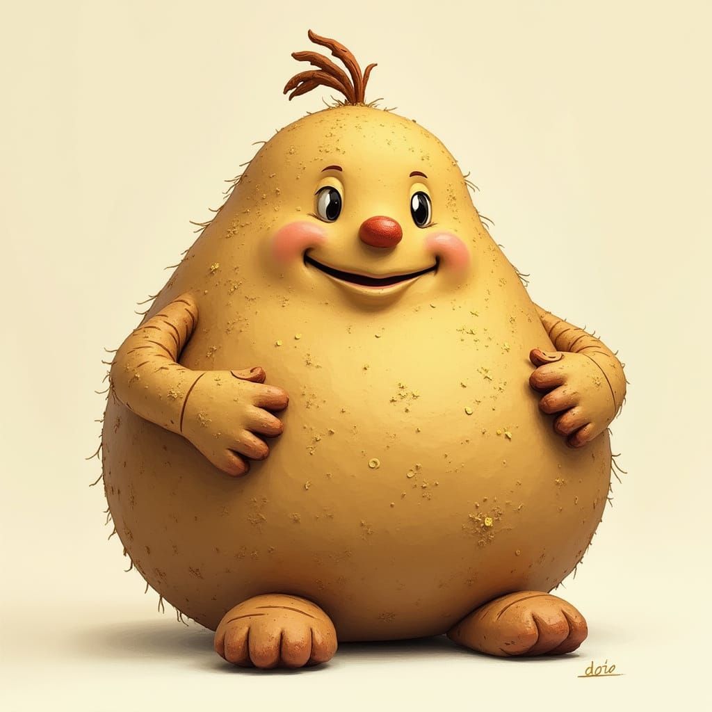 Whimsical Beanbag Sculpture in Earthy Tones