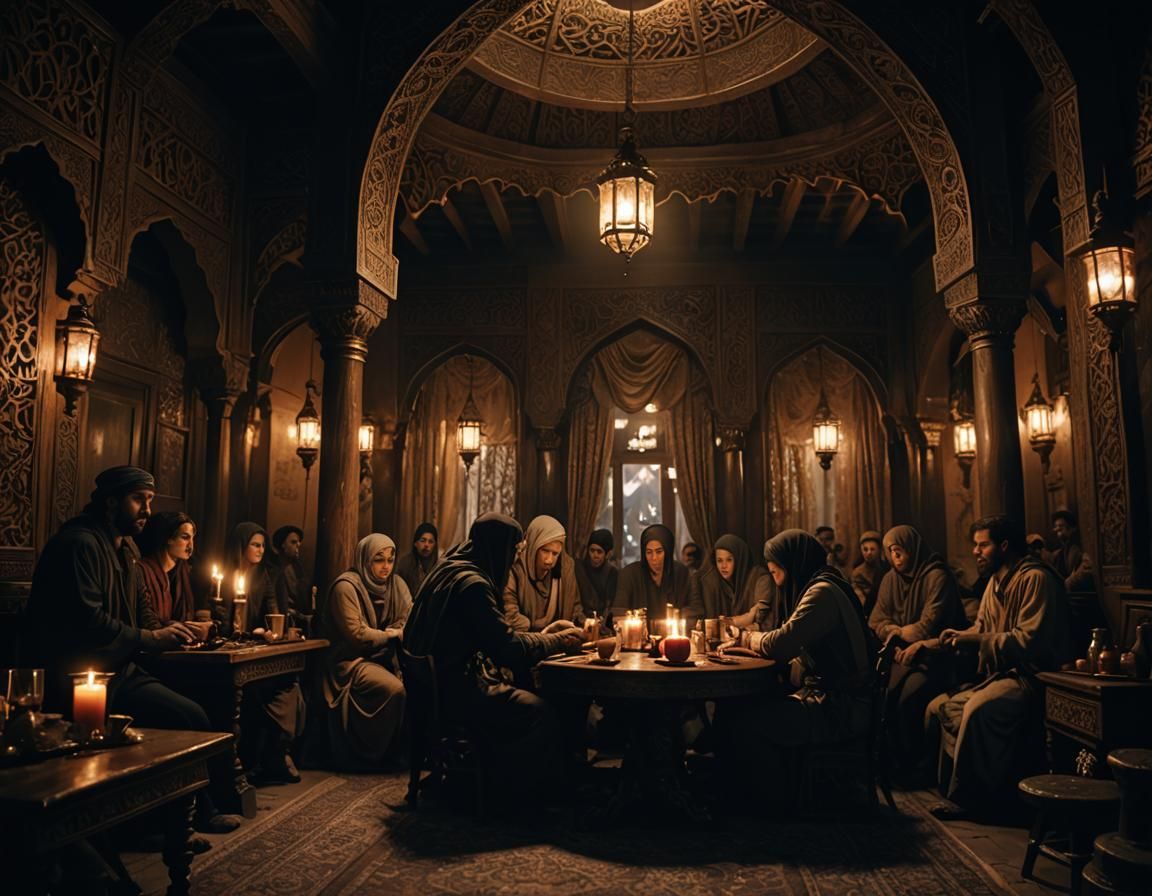 Mysterious Middle-Eastern Tavern in Dark Fantasy Style