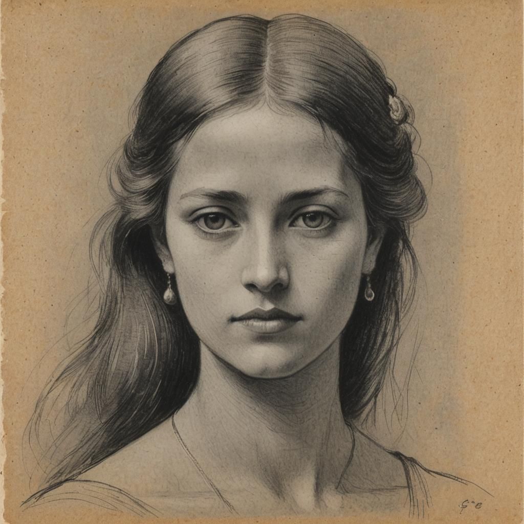 Graphite Pencil Drawing of Woman's Face