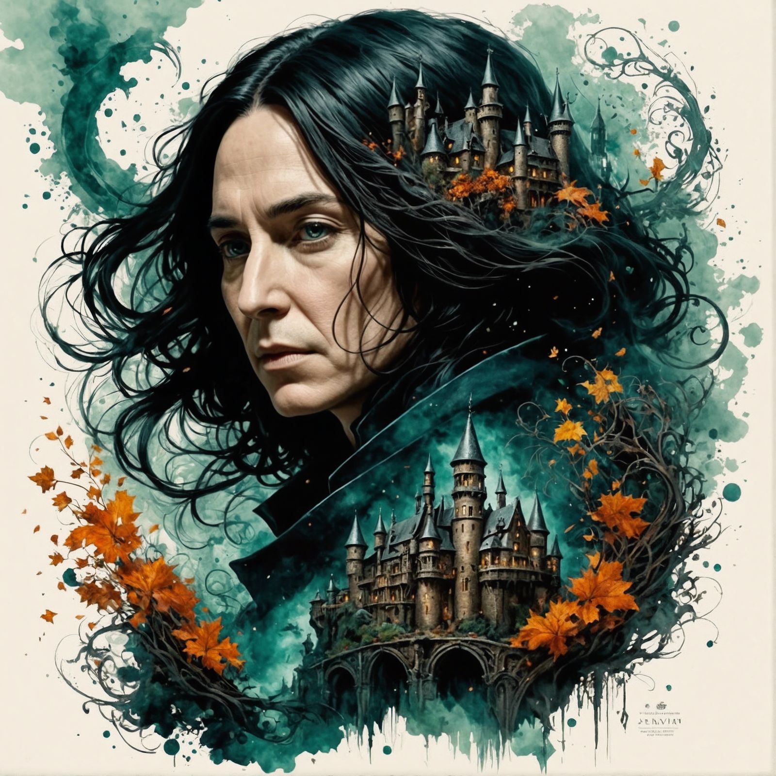 Severus Snape as Witch in Romantic Watercolor