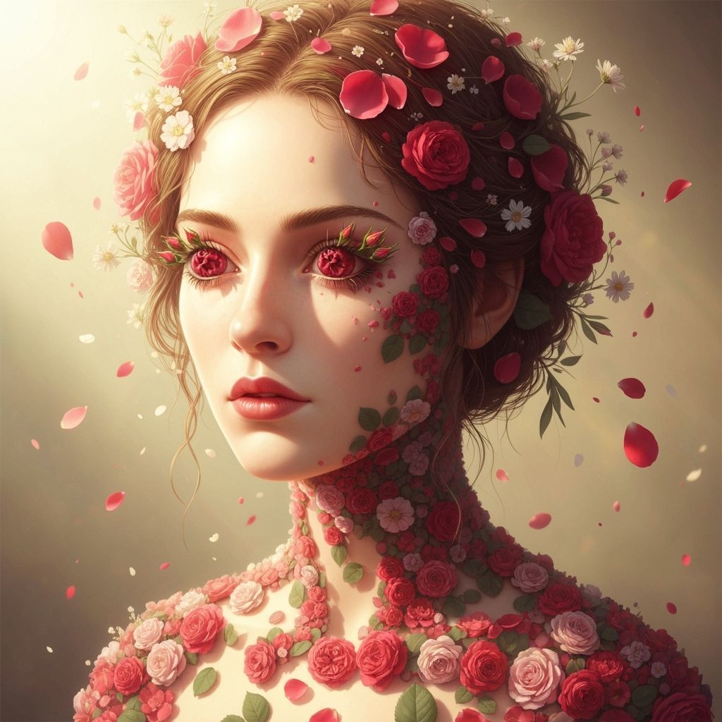 Sarah Feerick Portrait Made of Roses and Wildflowers