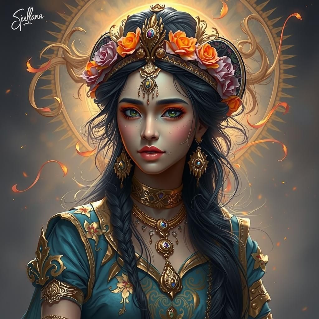 Hyperrealistic Digital Painting of Apsara Rambha