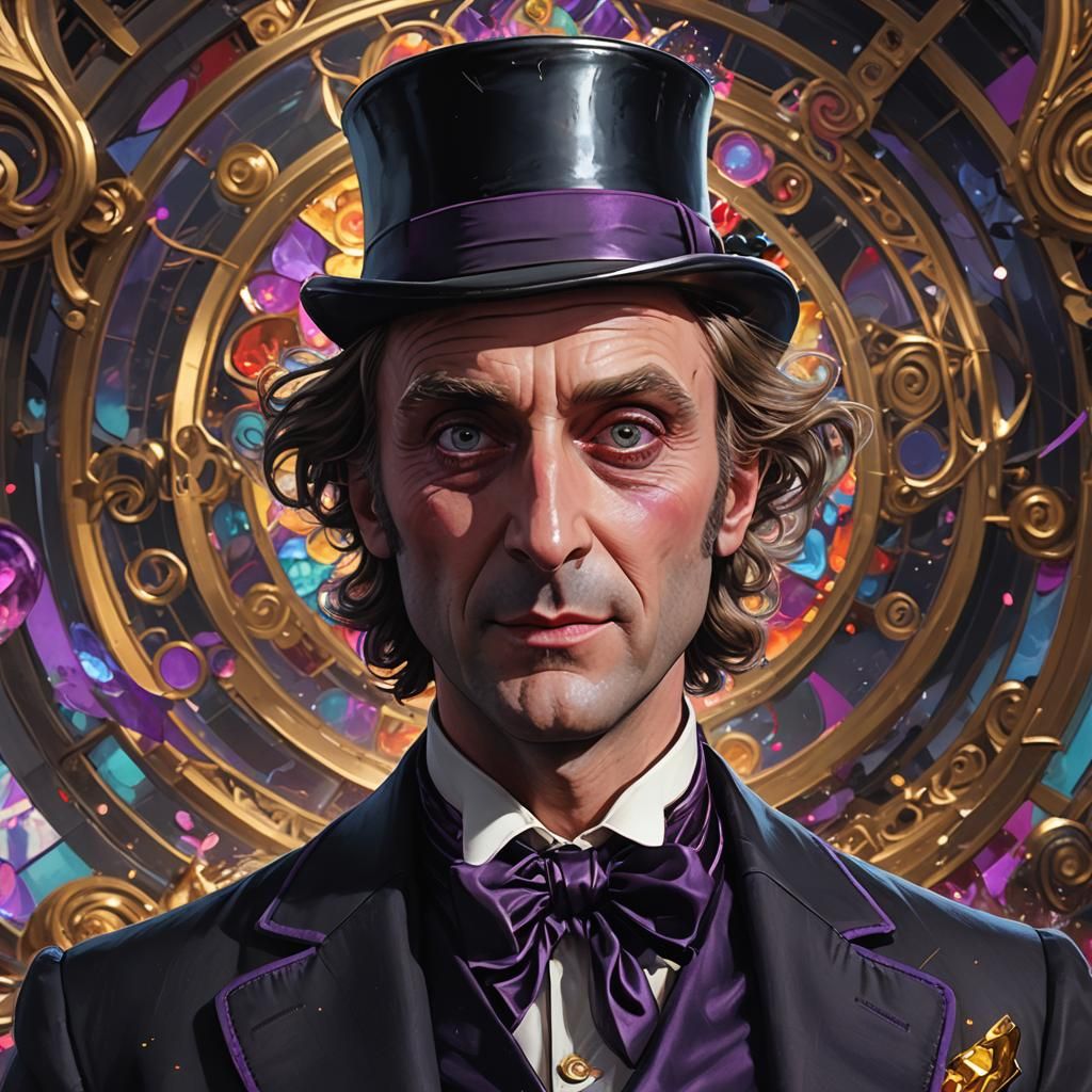 Dark Willy Wonka Portrait in Hyperdetailed Digital Art