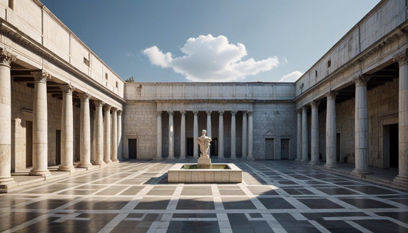 Elegant Marble Cube Architecture in Italian Square Style