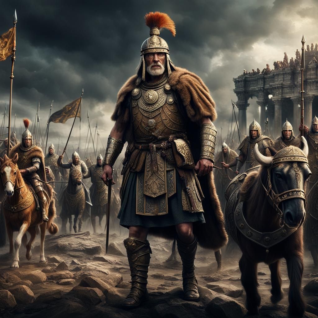 Caratacus Resists Roman Conquest: Epic Digital Painting