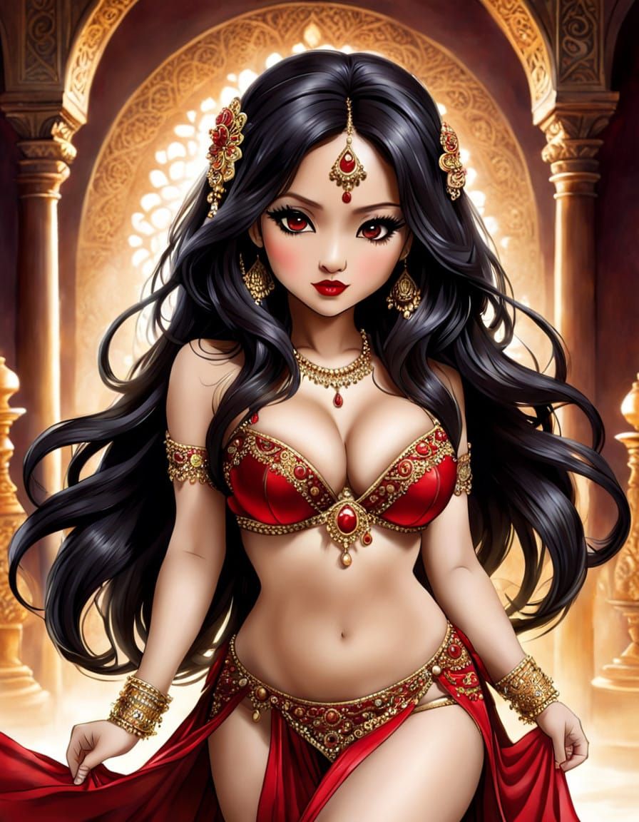 Chibi Indonesian Belly Dancer in Mysterious Oriental Club