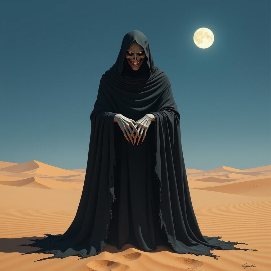 Terrifying Desert Creature Under Moonlight