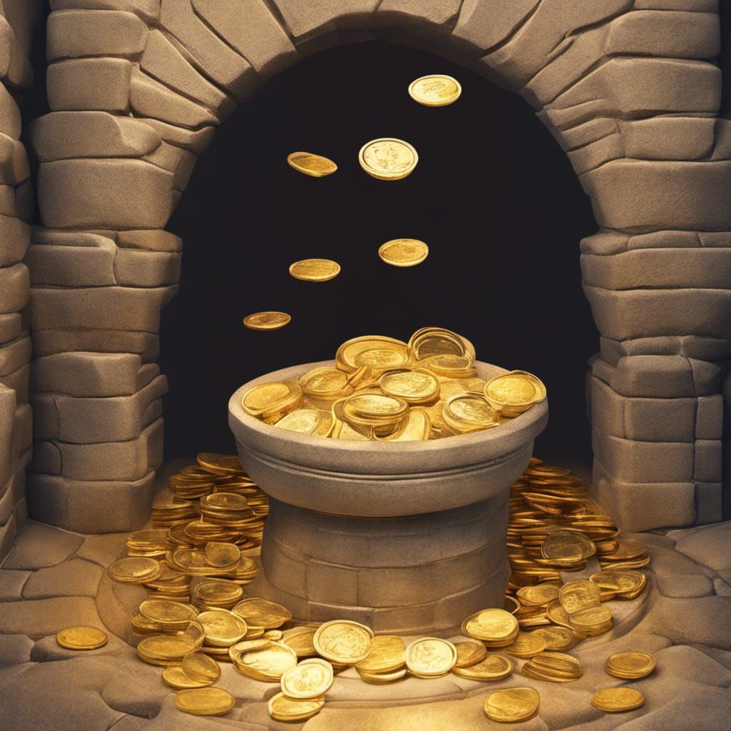 Glimmering Gold Coins in a Wishing Well