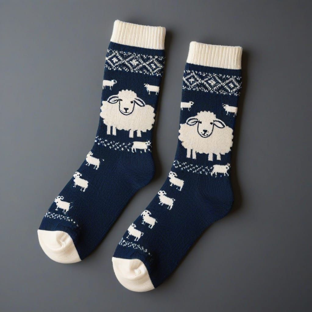 Wool Socks with Sheep Pattern Image