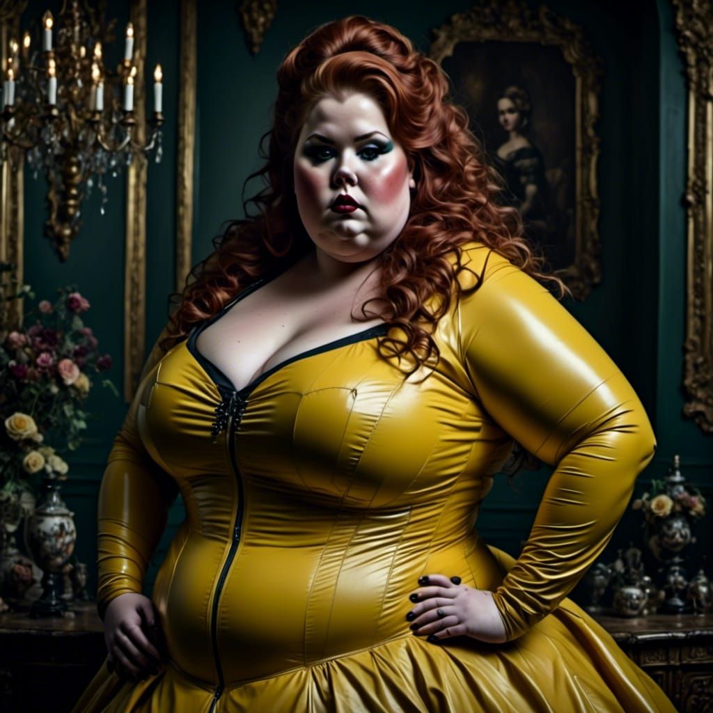 <lora:Curvy Bbw V2:1.0> <lora:Catsuit:1.0> A 3/ 4 body photo...