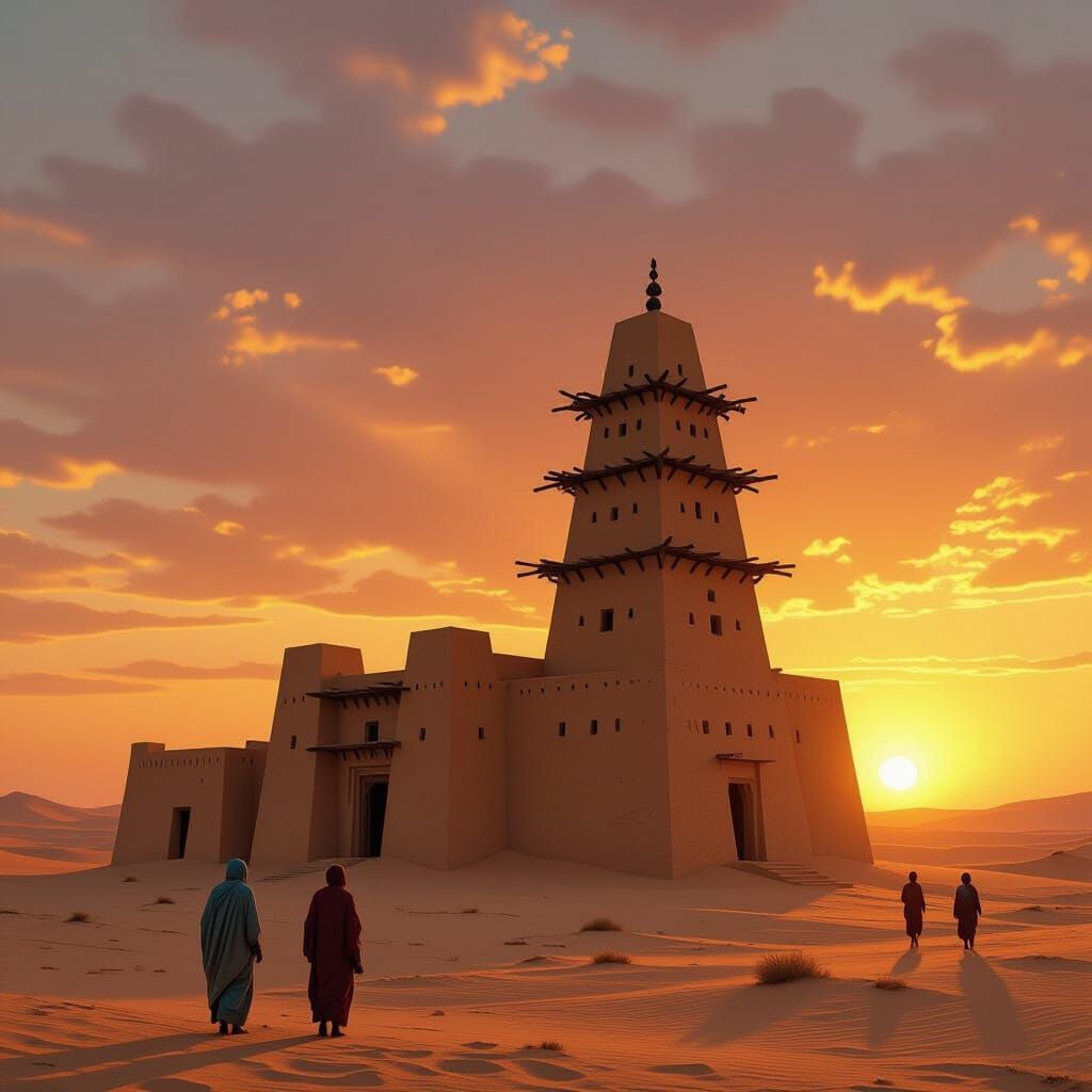 Sankore Mosque Sunset: Cinematic Desert Architecture