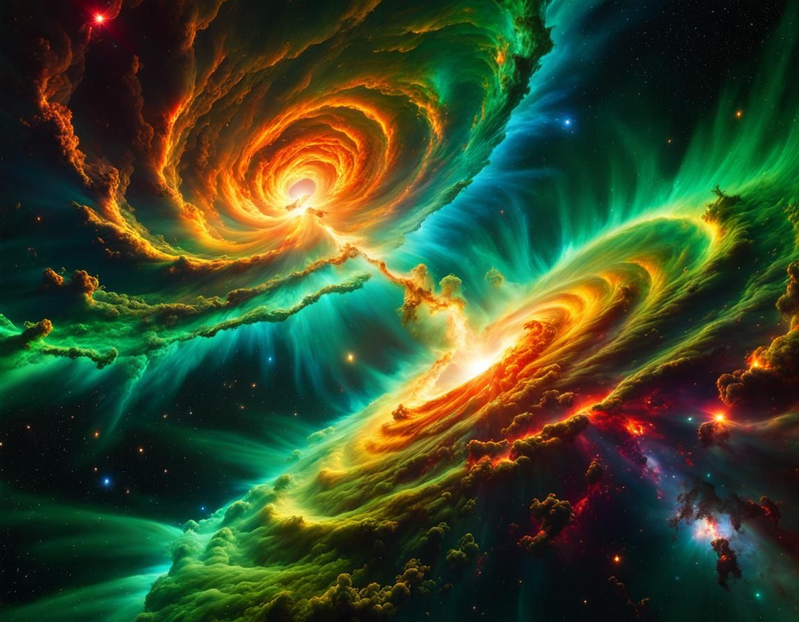 Galactic Collision in a Nebula of Fire