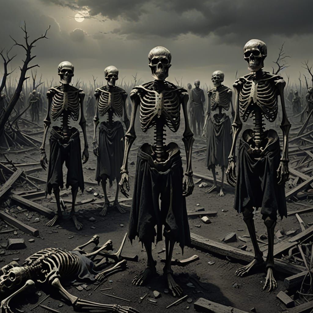 Grim Death Camp Landscape in Macabre Illustration Style
