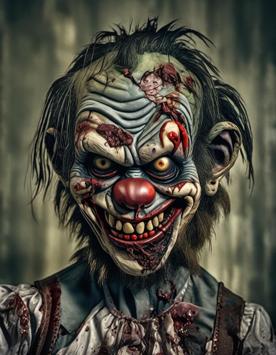 Zombie Monkey Clown in a Starry Night Nightmare