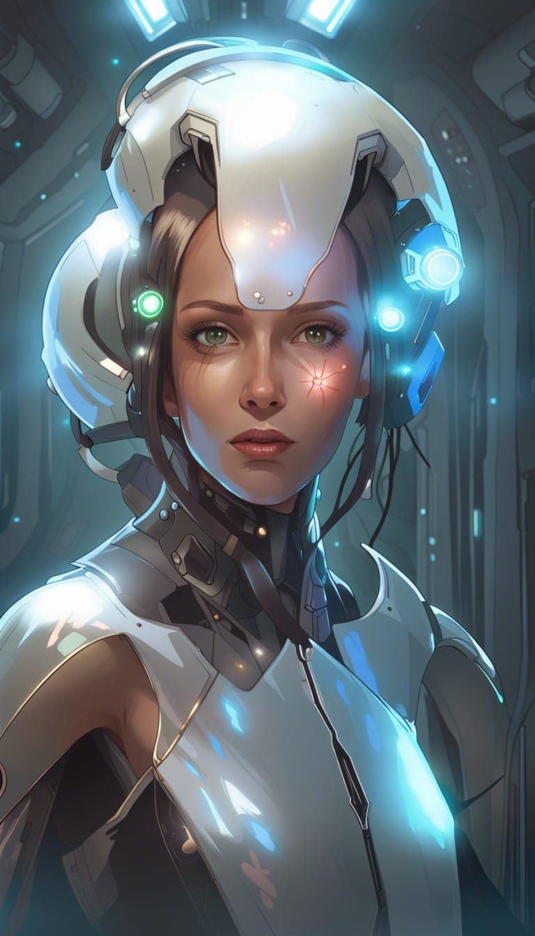 Robot Girl Conducts Experiments: Hyperdetailed Digital Art