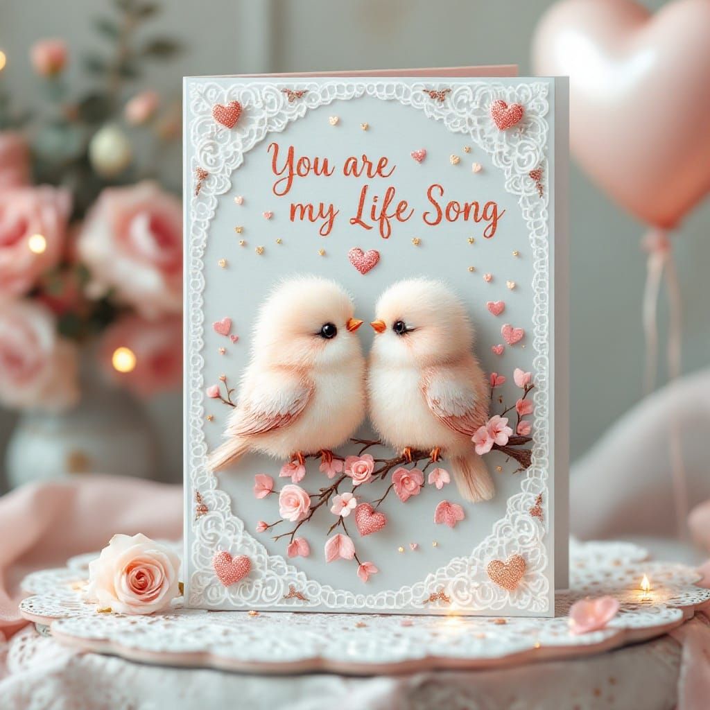 Enchanting Valentine's Day Scene in Whimsical Art Style