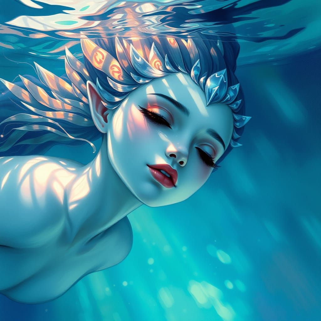 Ethereal Elemental Goddess in Anime-Inspired Watercolor Styl...