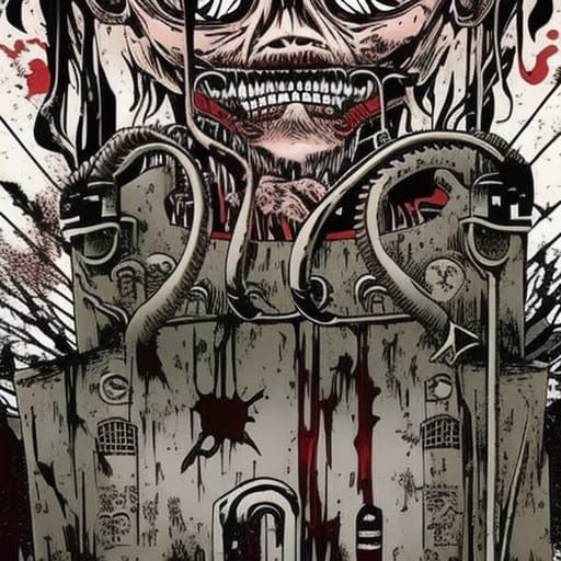 Disturbing Horror Scene in Manga Style