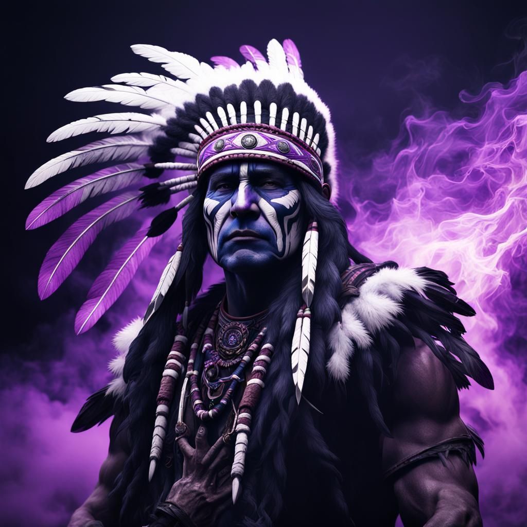 Native American Mascot with Lightning in Fantasy Art
