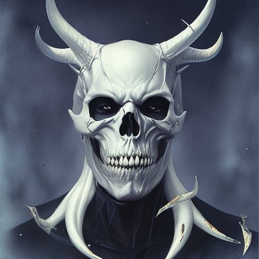 High Gothic Demonic Skull with Twisted Horns