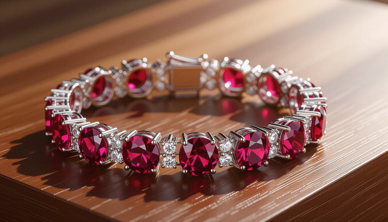 Regal Ruby and Diamond Bracelet in 3D Style