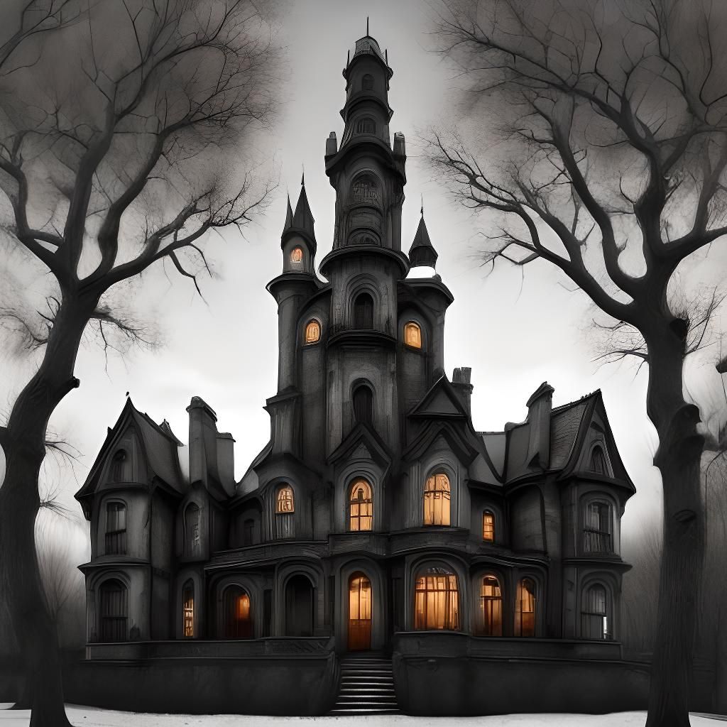 Creepy Gothic Castle in Horror-Metal Style