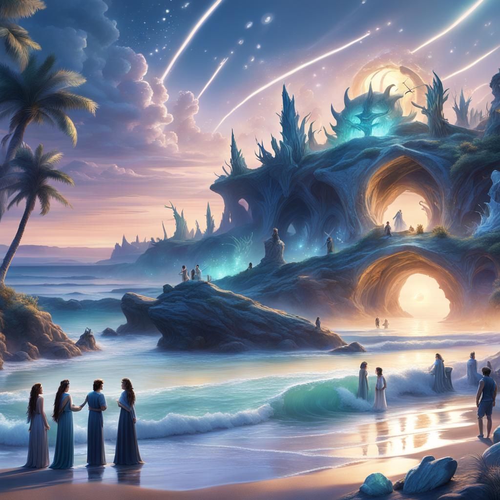 Fairies, Tritons, and Nereids on Fantasy Beach