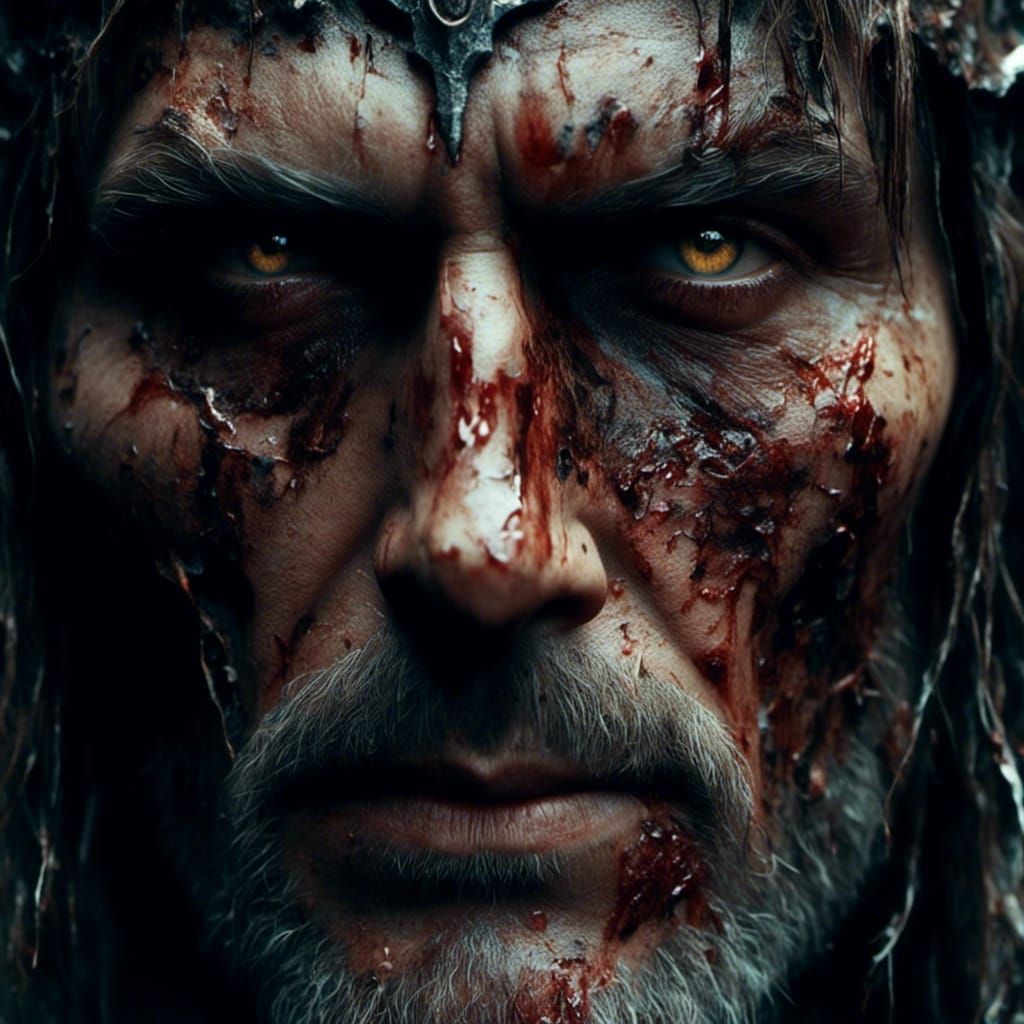 Knight's Face in Hyperreal Dark Fantasy Style