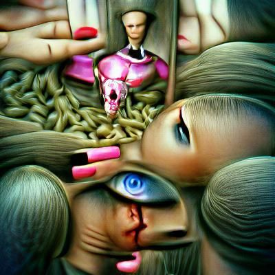 Surreal Evil Barbie Doll Art
